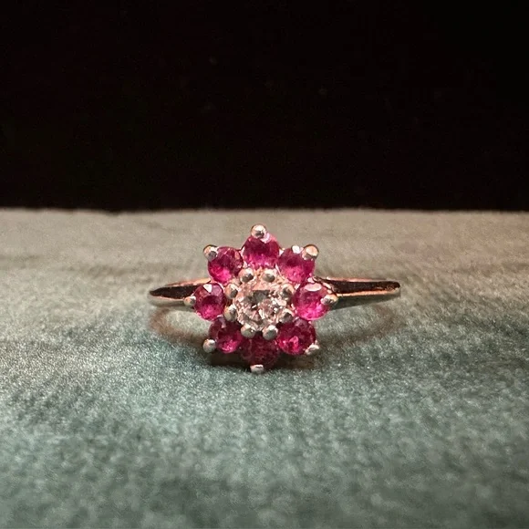 Ruby and Diamond ring 14k solid white gold genuine gems - Picture 1 of 7